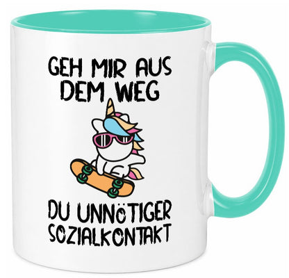 Aus dem Weg, Sozialkontakt | Einhorn Skateboard Geschenk Humor Geschenkidee Tasse