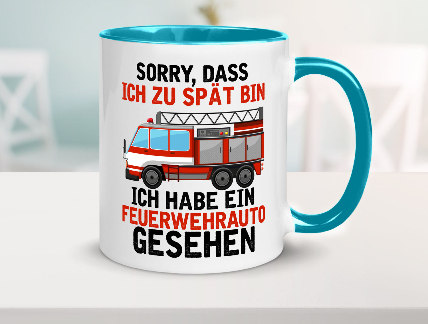 Ich hab ein feuerwehrauto gesehen | lustig Humor Geschenkidee Geschenk Tasse
