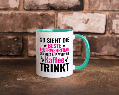Kaffee trinkt: Feuerwehrfrau | Feuerwehr Geschenkidee Humor Tasse