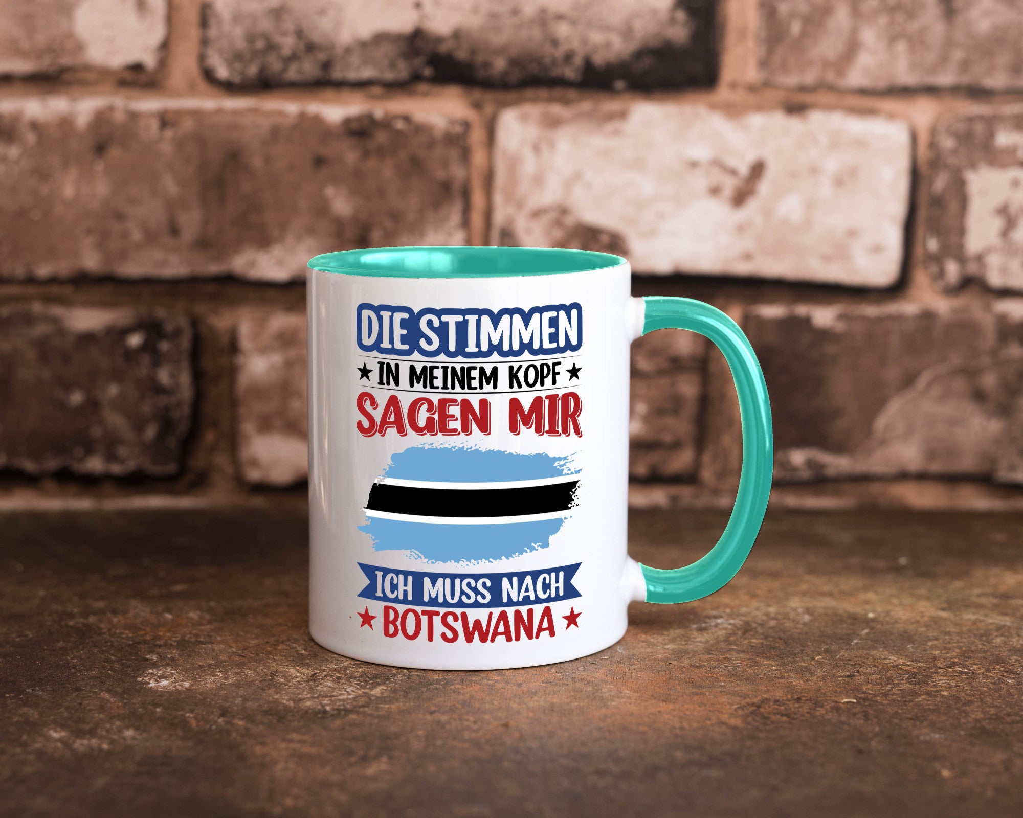 Botswana | Urlaub Stimmen in meinem Kopf Traumland Geschenkidee Humor Tasse