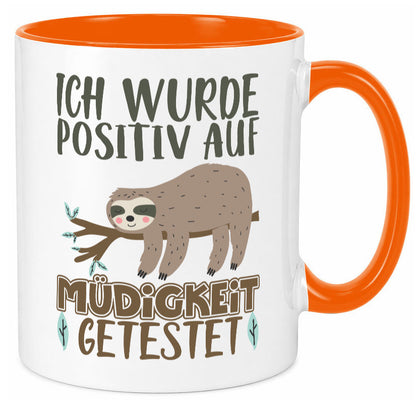 Positiv auf Müde getestet lustiger Spruch Geschenk Humor Geschenkidee Tasse