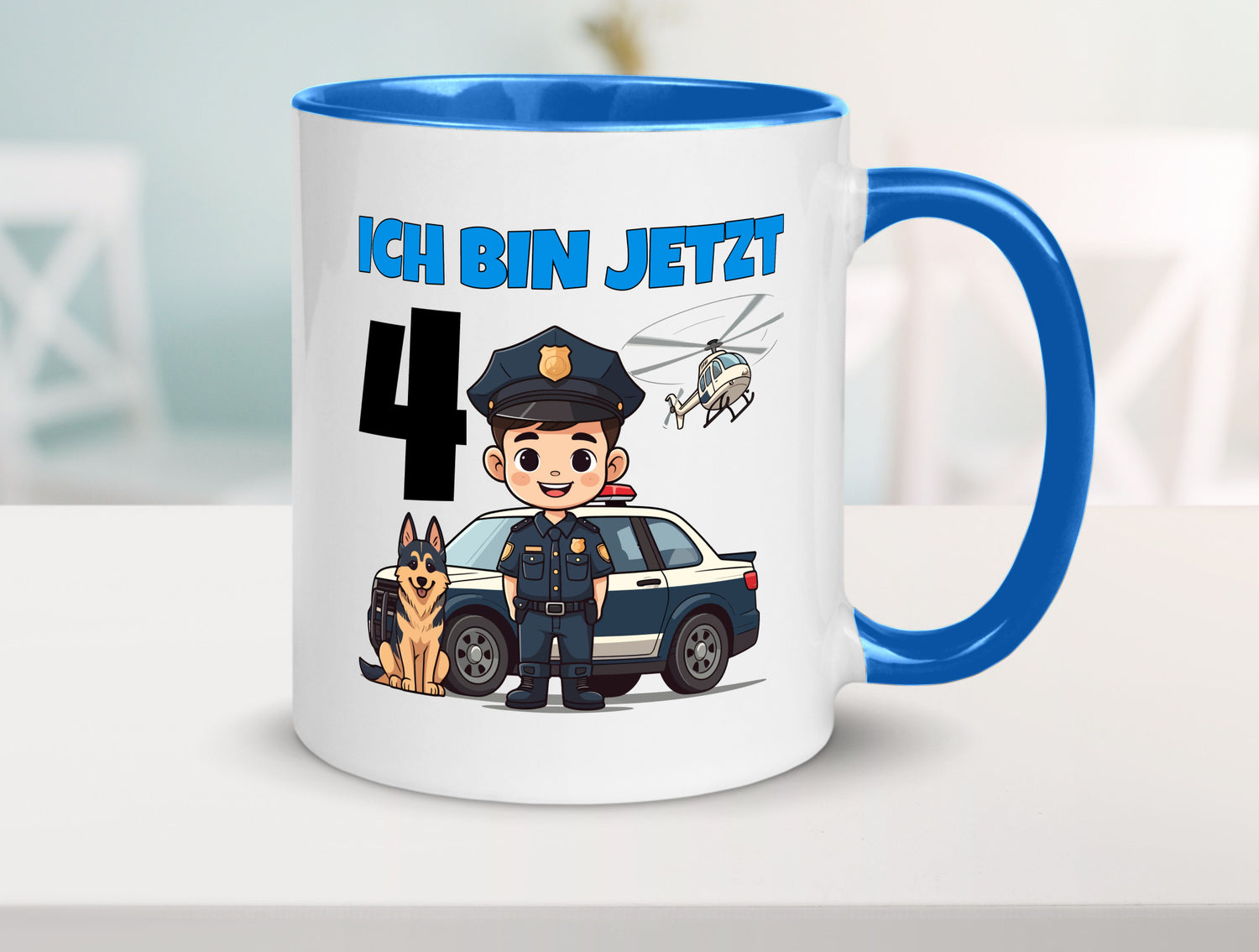 4. Geburtstag | 4 Jahre Polizei Kind Polizeiauto Humor Geschenkidee Tasse