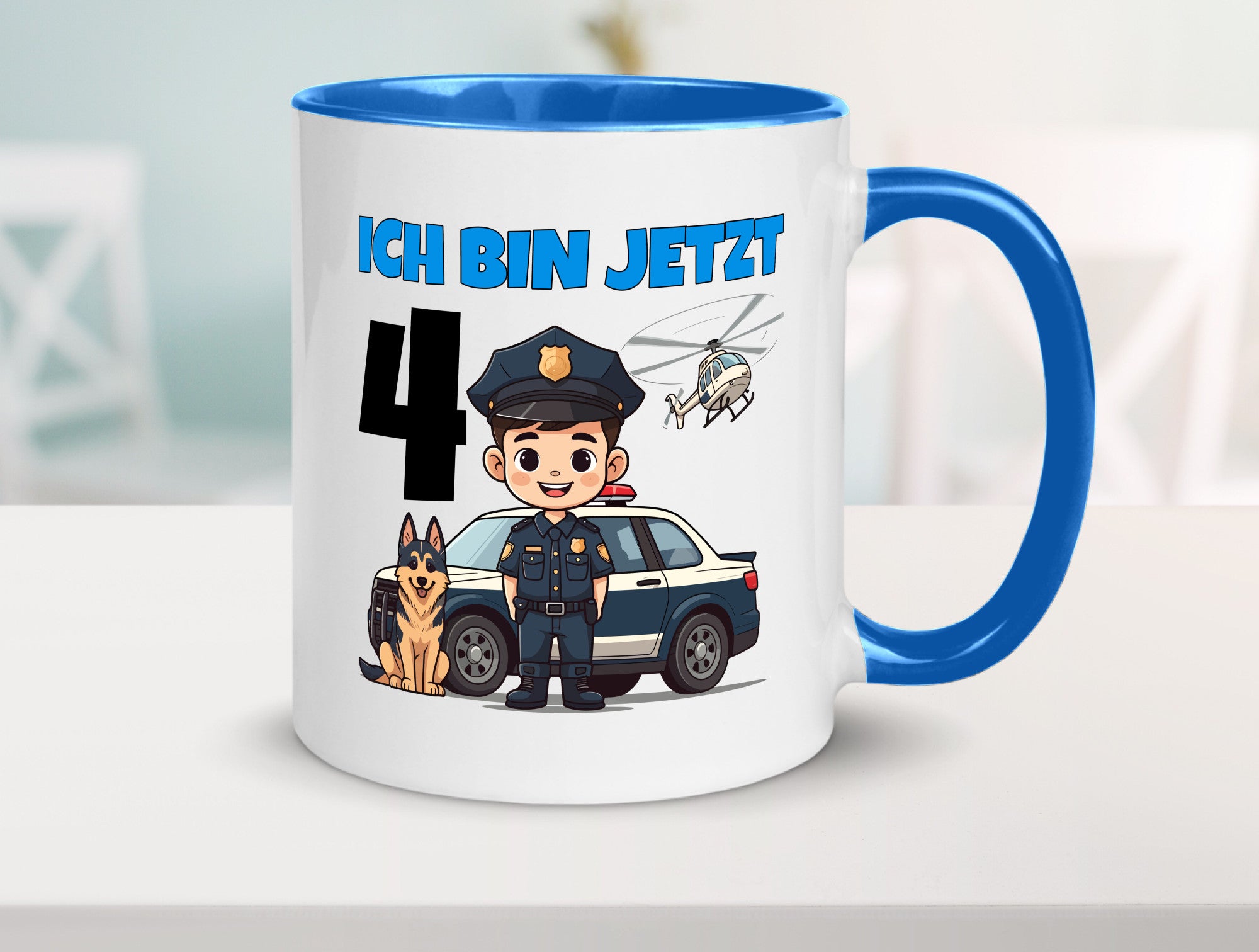 4. Geburtstag | 4 Jahre Polizei Kind Polizeiauto Humor Geschenkidee Tasse