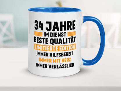 34 Jahre im Dienst | Jubiläum Arbeit v2 Humor Kollegen Büro Geschenkidee Tasse