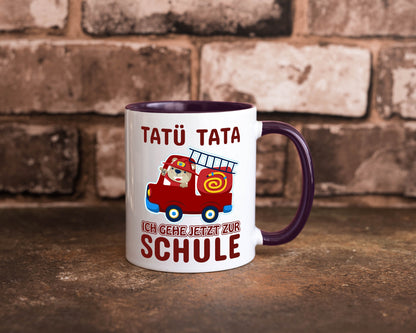 Bär in Feuerwehrauto | Tatü Tata Einschulung Tasse Humor Geschenkidee