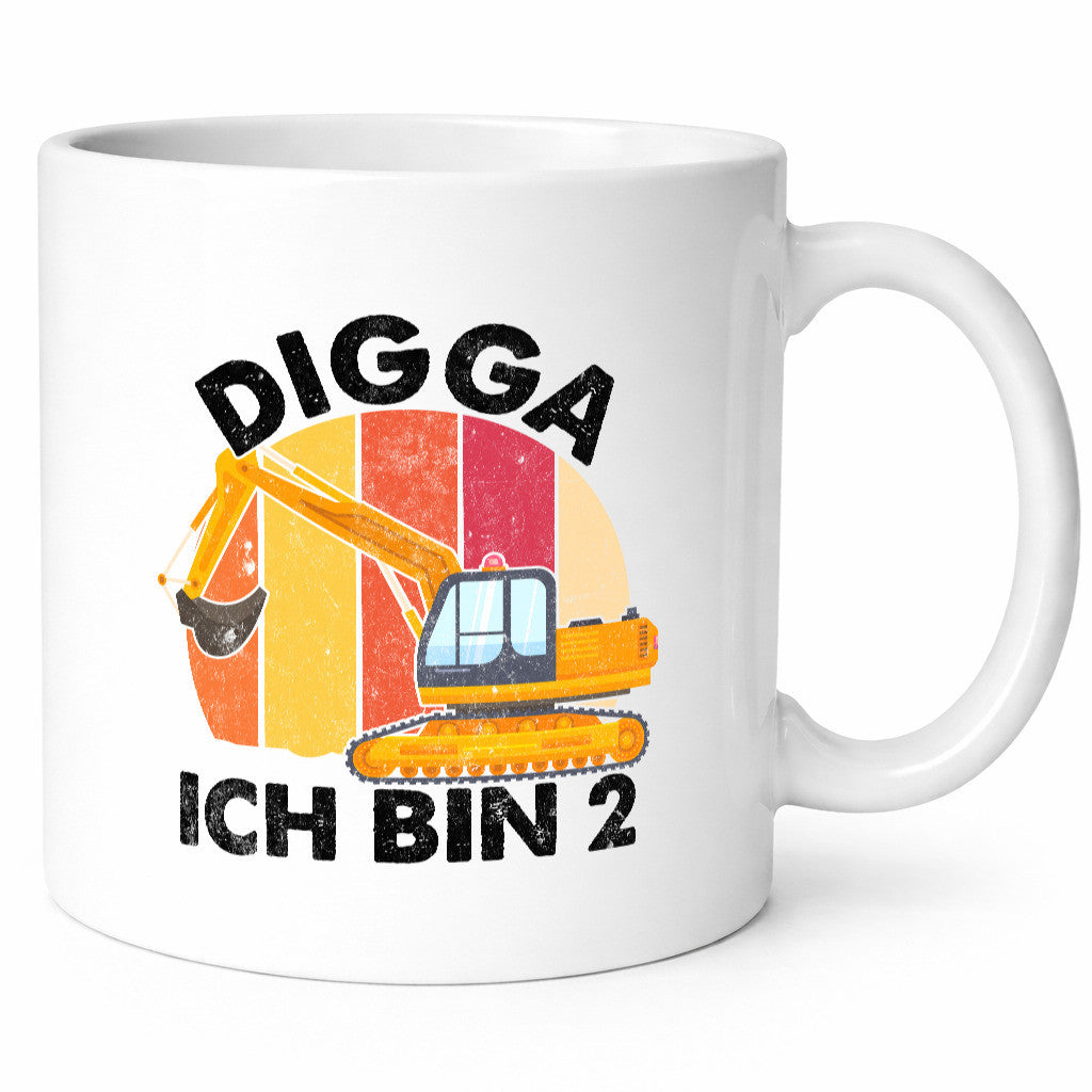 2. Geburtstag | 2 Jahre Bagger Digga Geschenk Geschenkidee lustiger Spruch Tasse