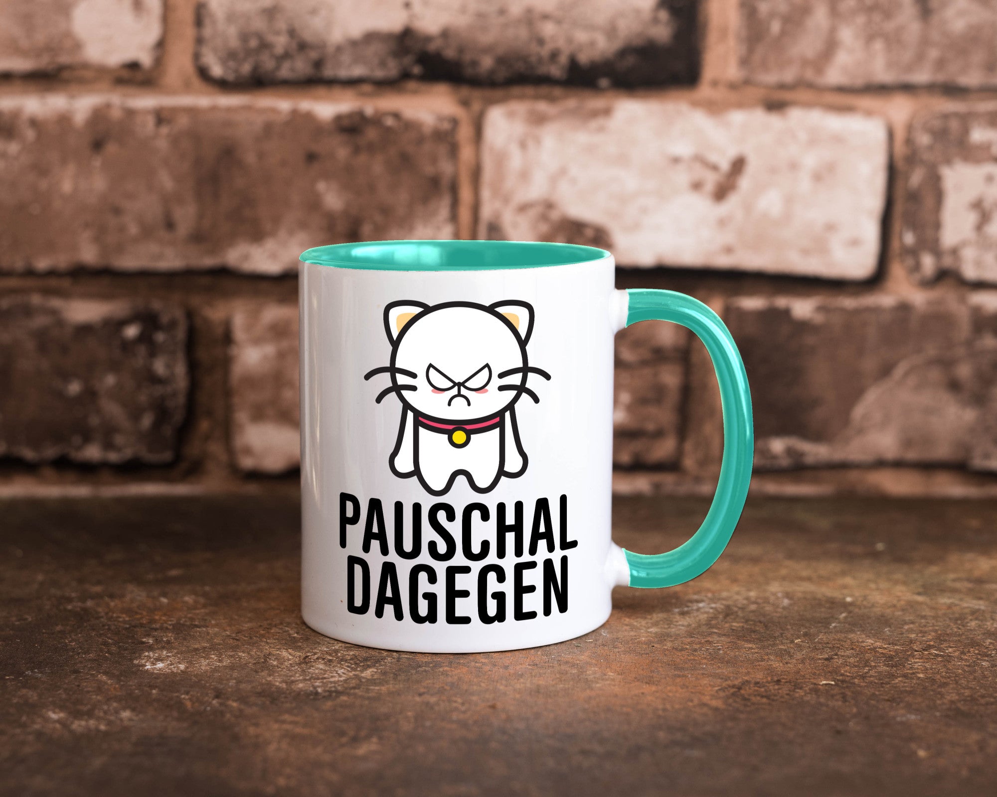 Pauschal dagegen | Katze Wut Geschenk Tierliebhaber Humor lustiger Spruch Tasse