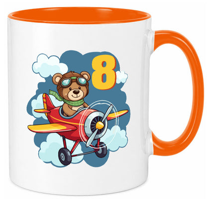 8. Geburtstag | 8 Jahre Kinder Pilot Flugzeug lustig Geschenkidee Geschenk Tasse