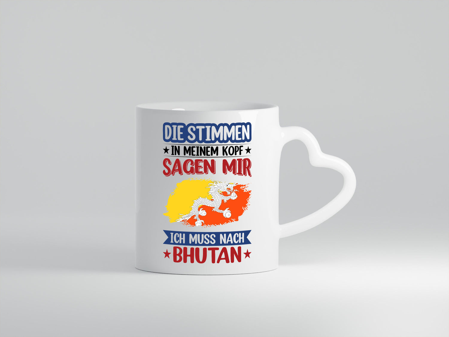 Bhutan | Urlaub Stimmen in meinem Kopf Traumland Geschenkidee Humor Tasse