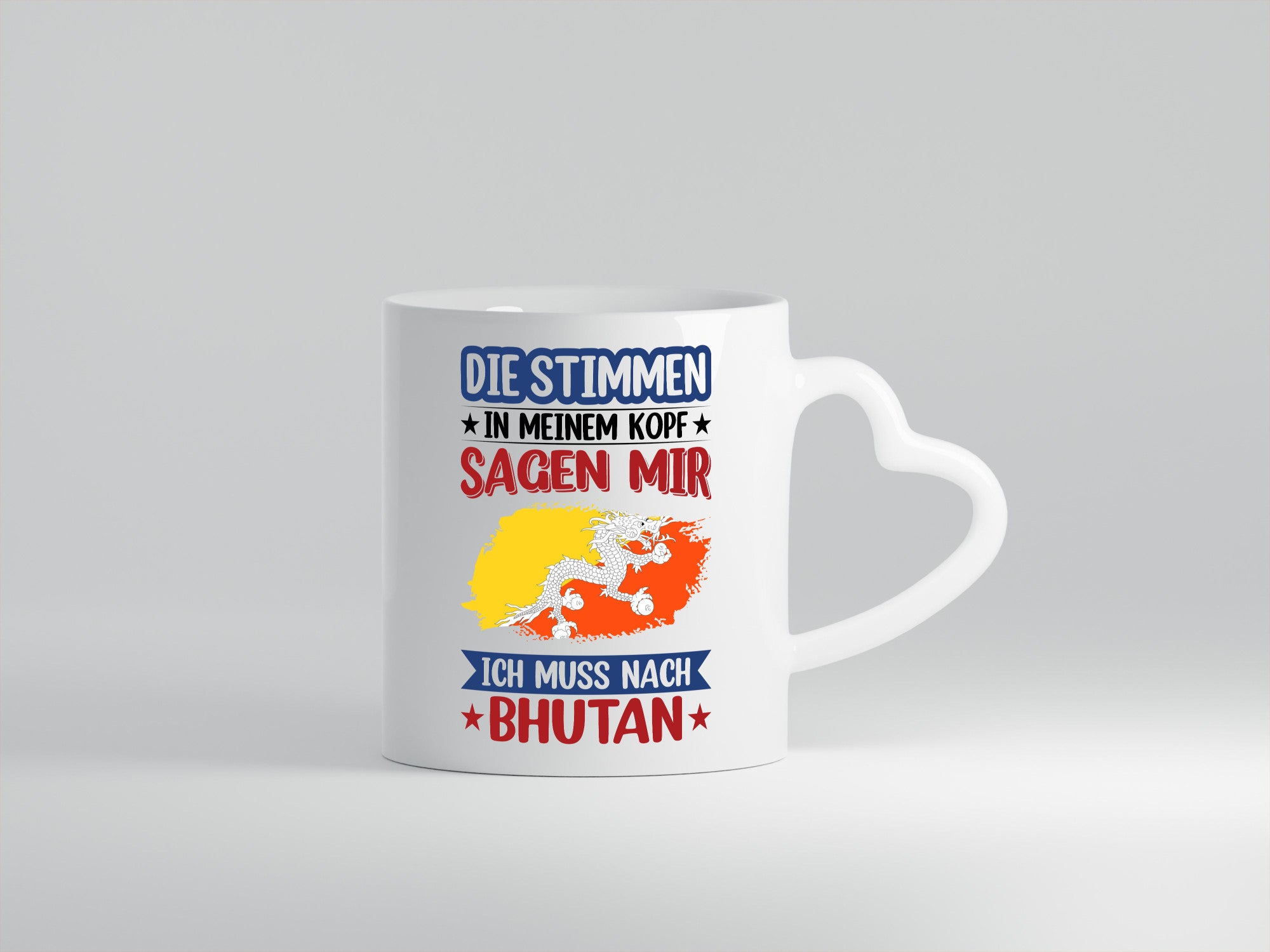 Bhutan | Urlaub Stimmen in meinem Kopf Traumland Geschenkidee Humor Tasse