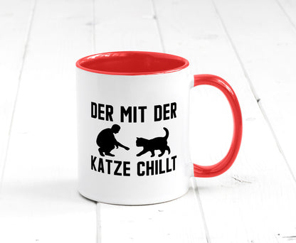 Mit der Katze | Chillen Katzenliebhaber Tierfreund lustiger Spruch Geschenk