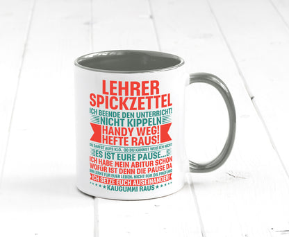 Lehrer Spickzettel | Beruf Tasse lustiger Spruch vl4 lustig Arbeit Kollegen