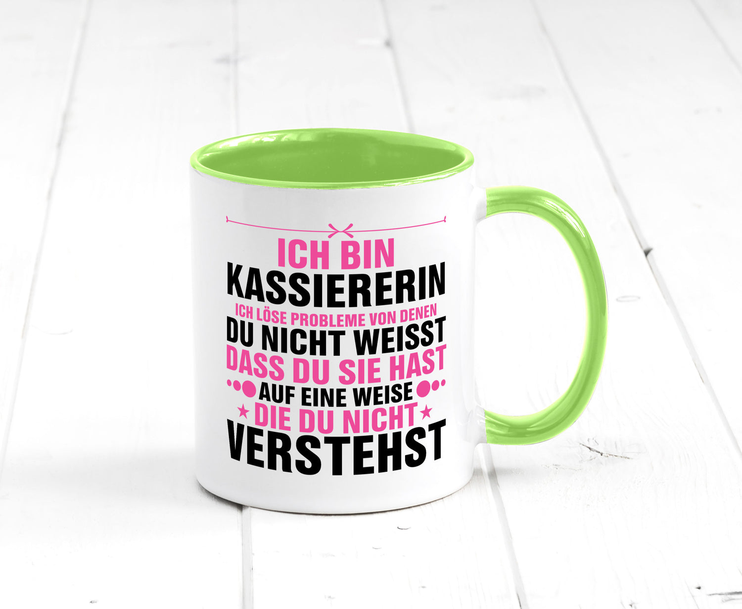 Löse Probleme: Kassiererin v2 lustiger Spruch Geschenk Humor Geschenkidee Tasse