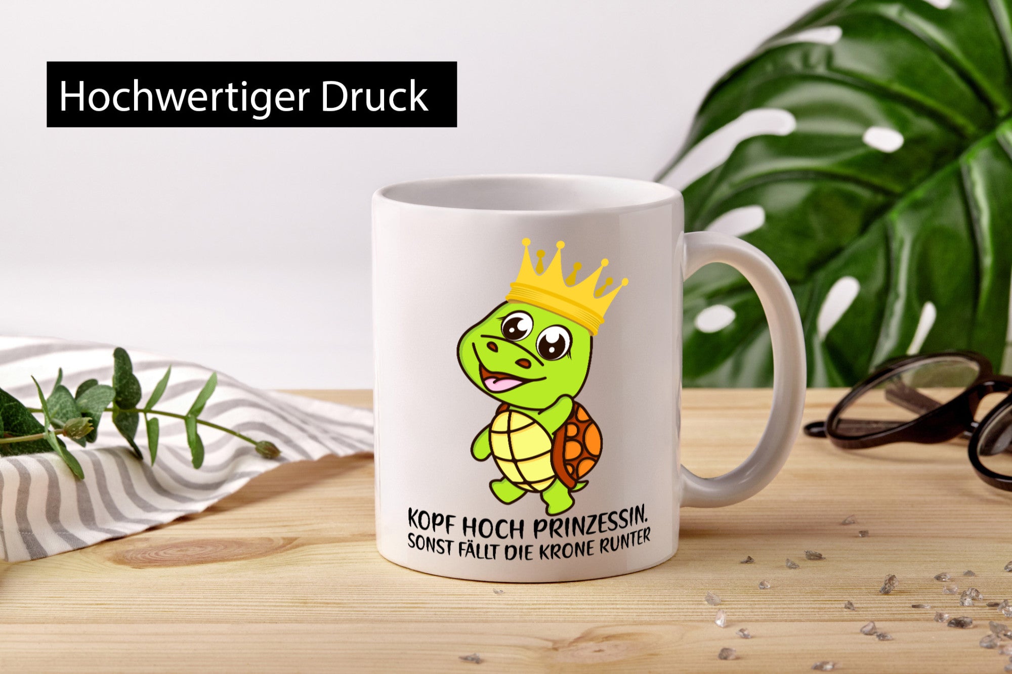 Kopf hoch Prinzessin | Krone süße Schildkröte Comic lustig Humor Geschenkidee