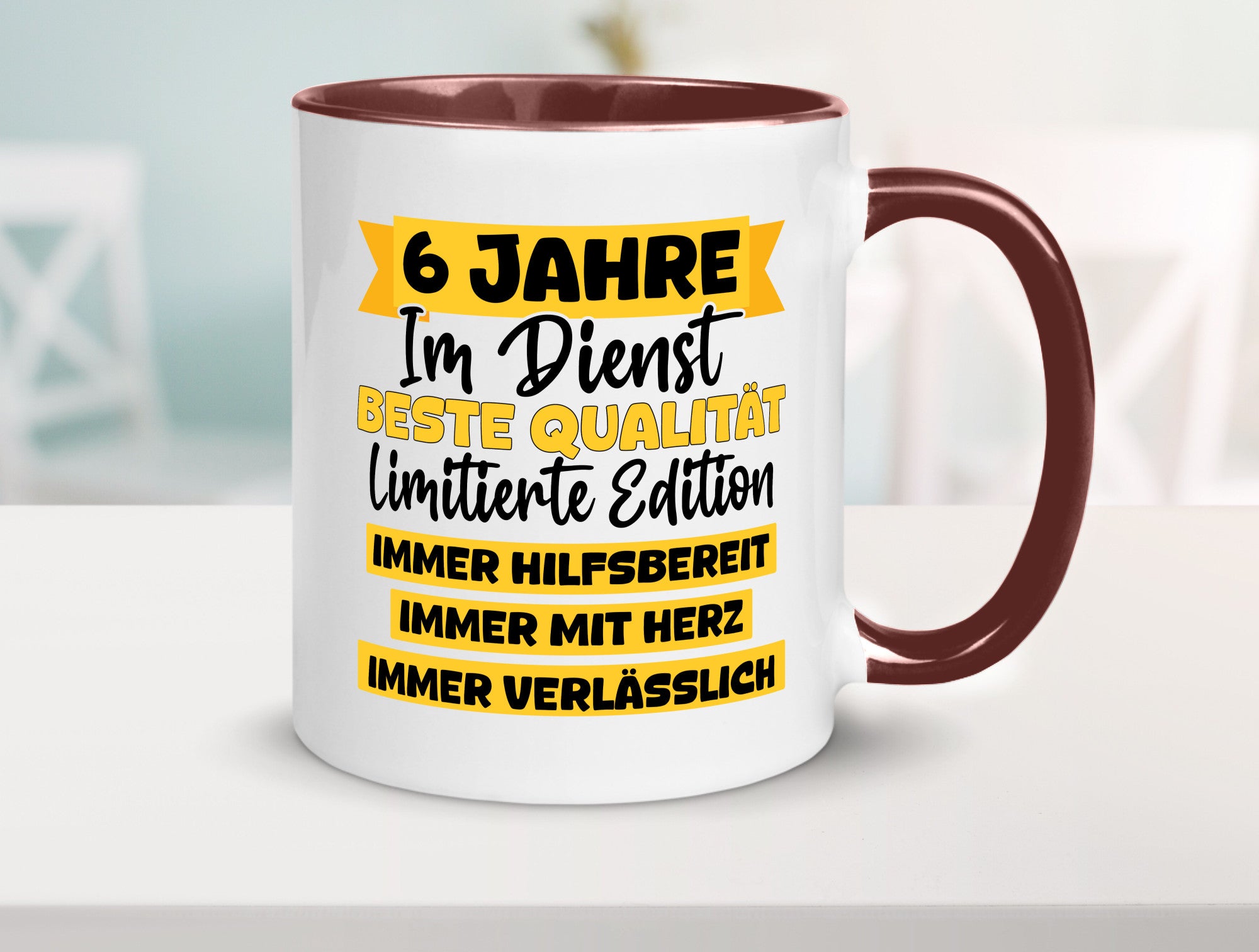 6 Jahre im Dienst | Jubiläum Arbeit v8 Geschenkidee Kollegen Büro Humor Tasse