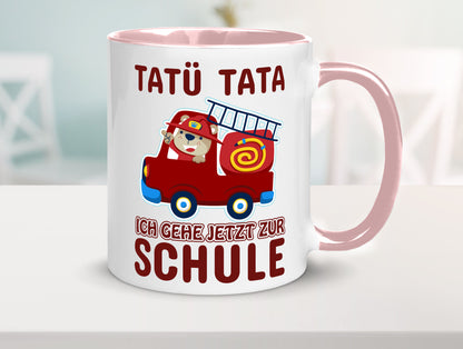 Bär in Feuerwehrauto | Tatü Tata Einschulung Tasse Humor Geschenkidee