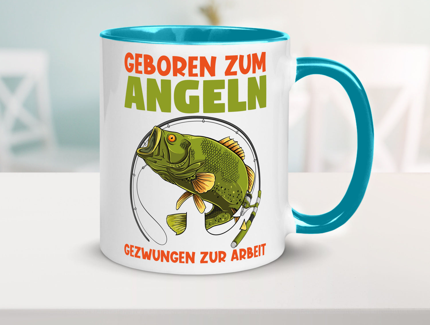 Geboren zum Angeln | Angler Tasse Fischer Spruch Humor Geschenkidee