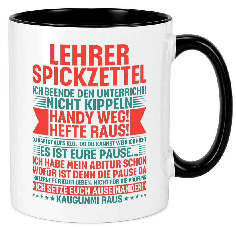 Lehrer Spickzettel | Beruf Tasse lustiger Spruch vl4 lustig Arbeit Kollegen
