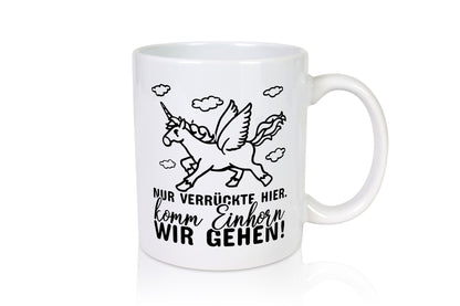 Nur verrückte hier lustig Humor Geschenkidee Geschenk Tasse