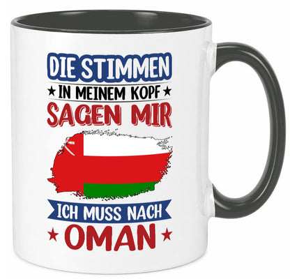 Oman | Urlaub Stimmen in meinem Kopf Traumland v2 lustig Familie Geschenkidee Tasse