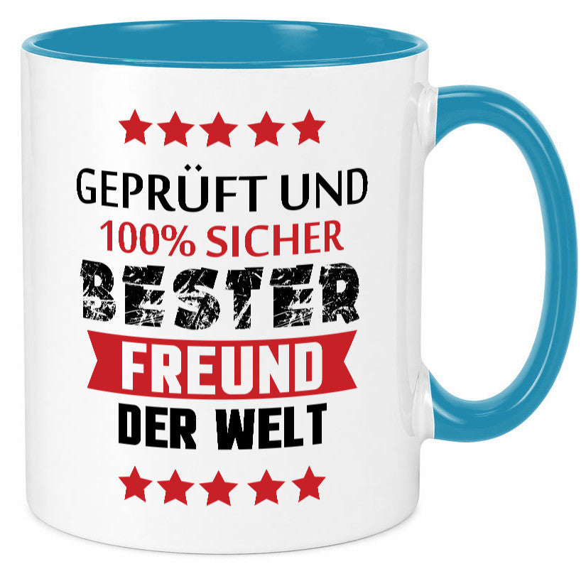 Geprüft &amp; Sicher bester Freund | Freundschaft lustiger Spruch Geschenk Humor Tasse