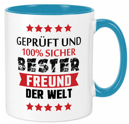Geprüft &amp; Sicher bester Freund | Freundschaft lustiger Spruch Geschenk Humor Tasse