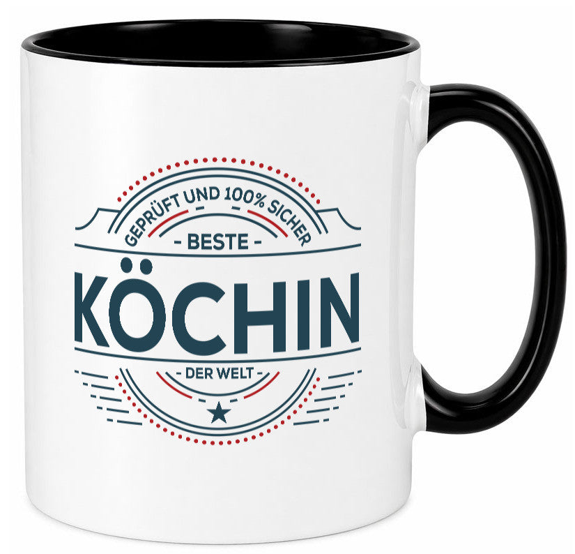 Geprüft und sicher: Köchin | Chefköchin Chefkoch lustiger Spruch Geschenk Tasse