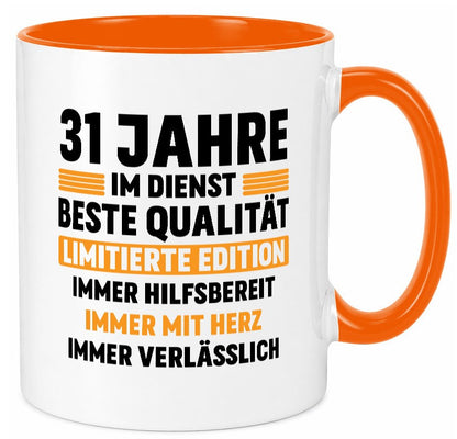 31 Jahre im Dienst | Jubiläum Arbeit v2 Geschenk Kollegen Büro lustiger Spruch Tasse