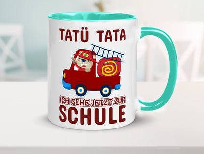 Bär in Feuerwehrauto | Tatü Tata Einschulung Tasse Humor Geschenkidee