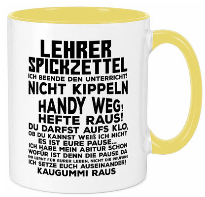Lehrer Spickzettel | Beruf Tasse lustiger Spruch Geschenkidee Arbeit Kollegen
