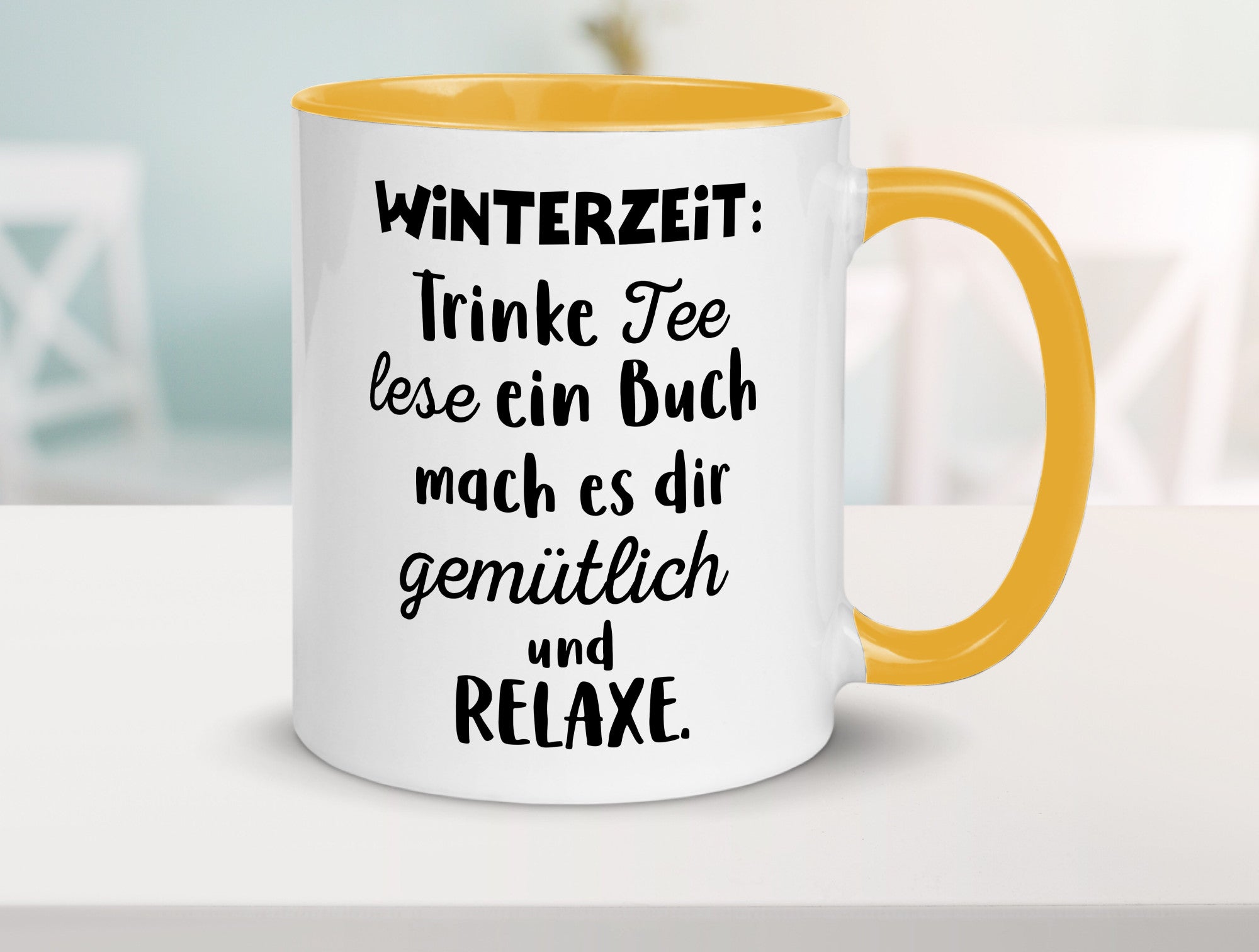 Winterzeit Trinke Tee und mach es dir Gemütlich Geschenkidee Humor Tasse