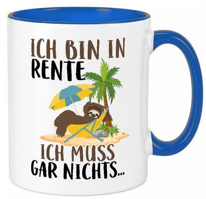 Ich bin in Rente | Faultier Rentner Ruhestand Geschenk Jubiläum lustiger Spruch Tasse