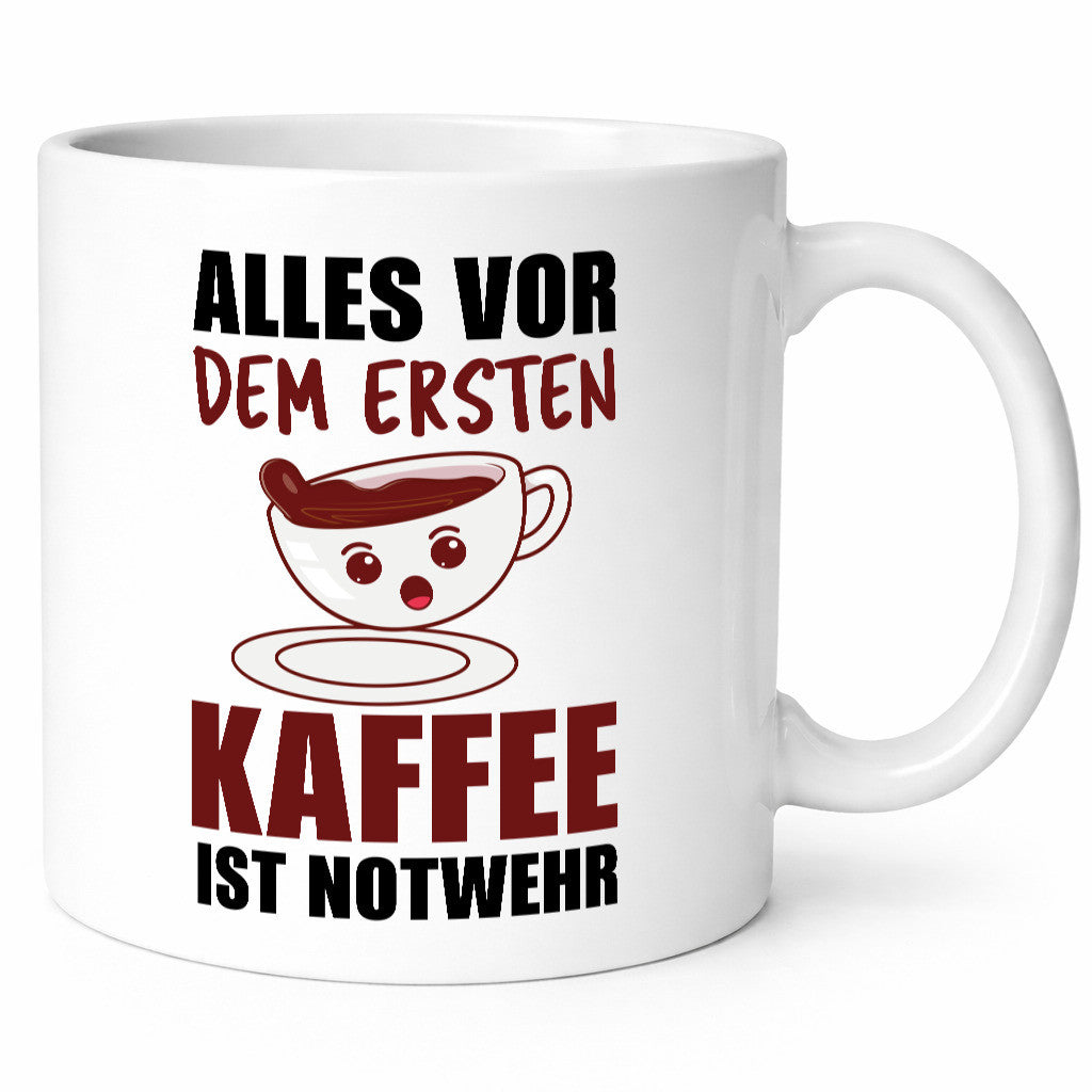 Erster Kaffee? Notwehr Geschenkidee Humor Tasse
