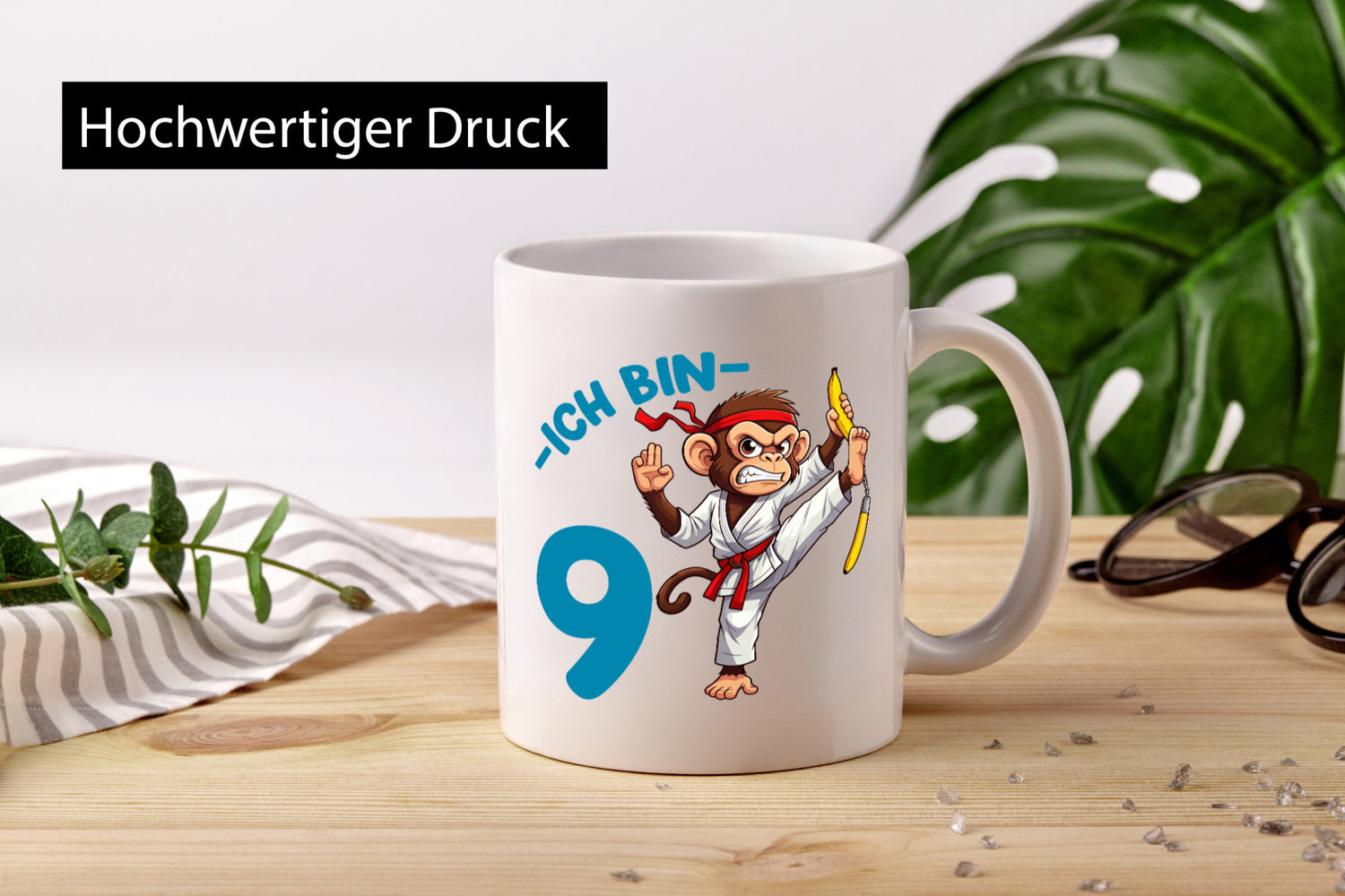 Ich bin 9 | 9. Geburtstag Karate Kampfsport Affe Geschenkidee Humor Tasse