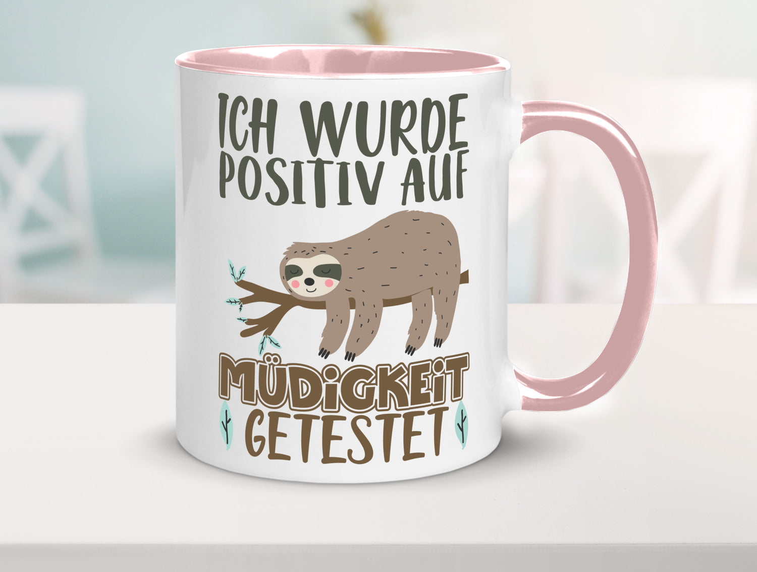 Positiv auf Müde getestet lustiger Spruch Geschenk Humor Geschenkidee Tasse