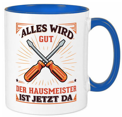Hausmeister ist da | Facility Manager v2 Geschenk Humor Geschenkidee lustiger Tasse