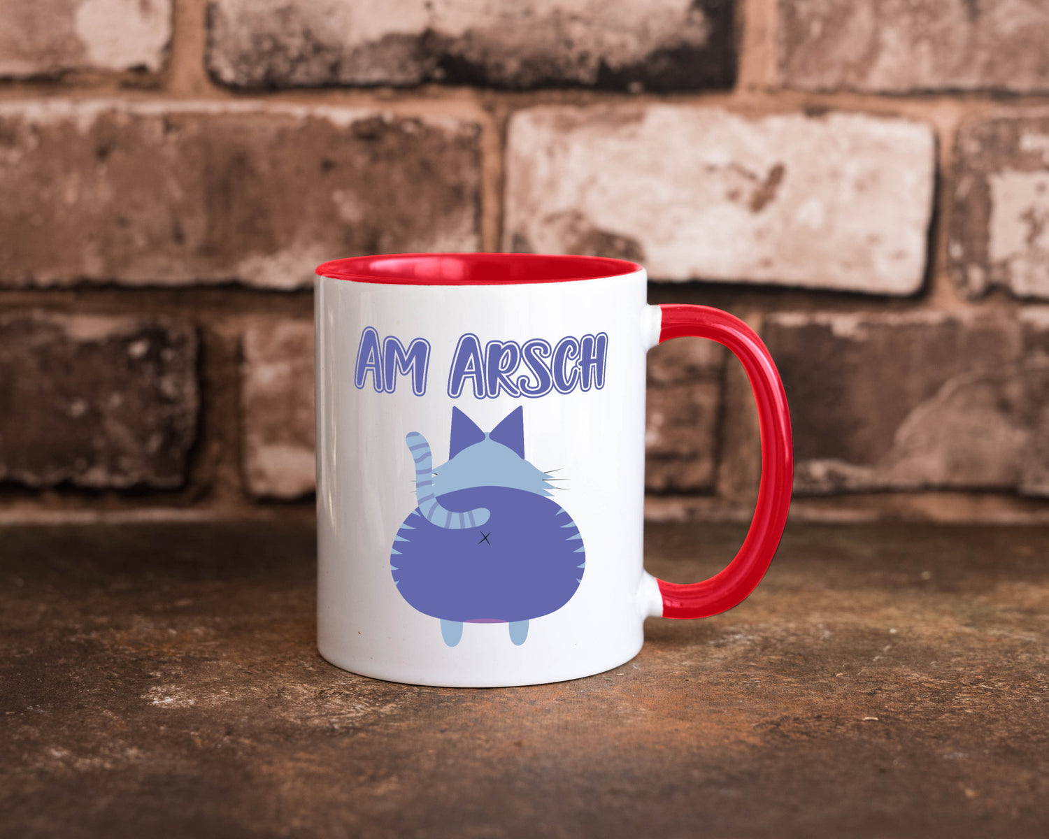Am Arsch | Katzenmotiv Tasse Kollege Katzenbesitzer Geschenkidee Arbeit