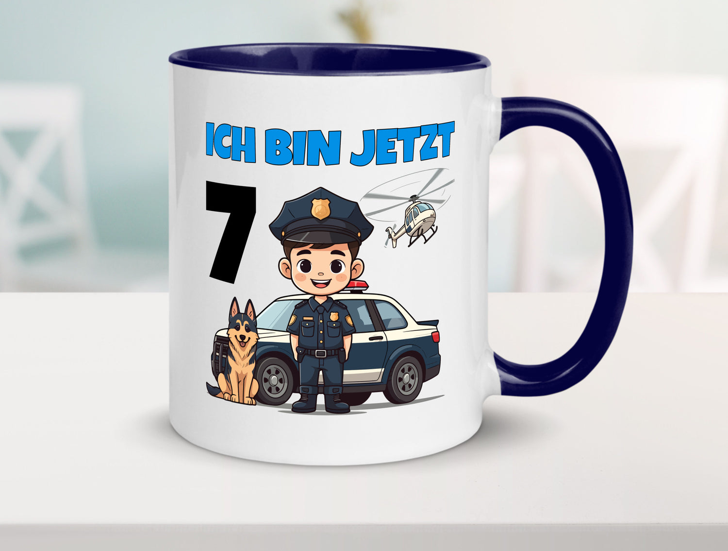 7. Geburtstag | 7 Jahre Polizei Kind Polizeiauto Humor Geschenkidee Tasse