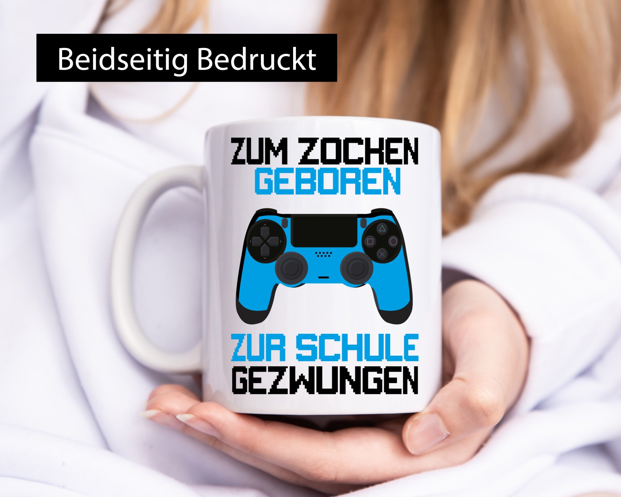 Zum zocken geboren zur Schule gezwungen lustiger Spruch Geschenk Humor