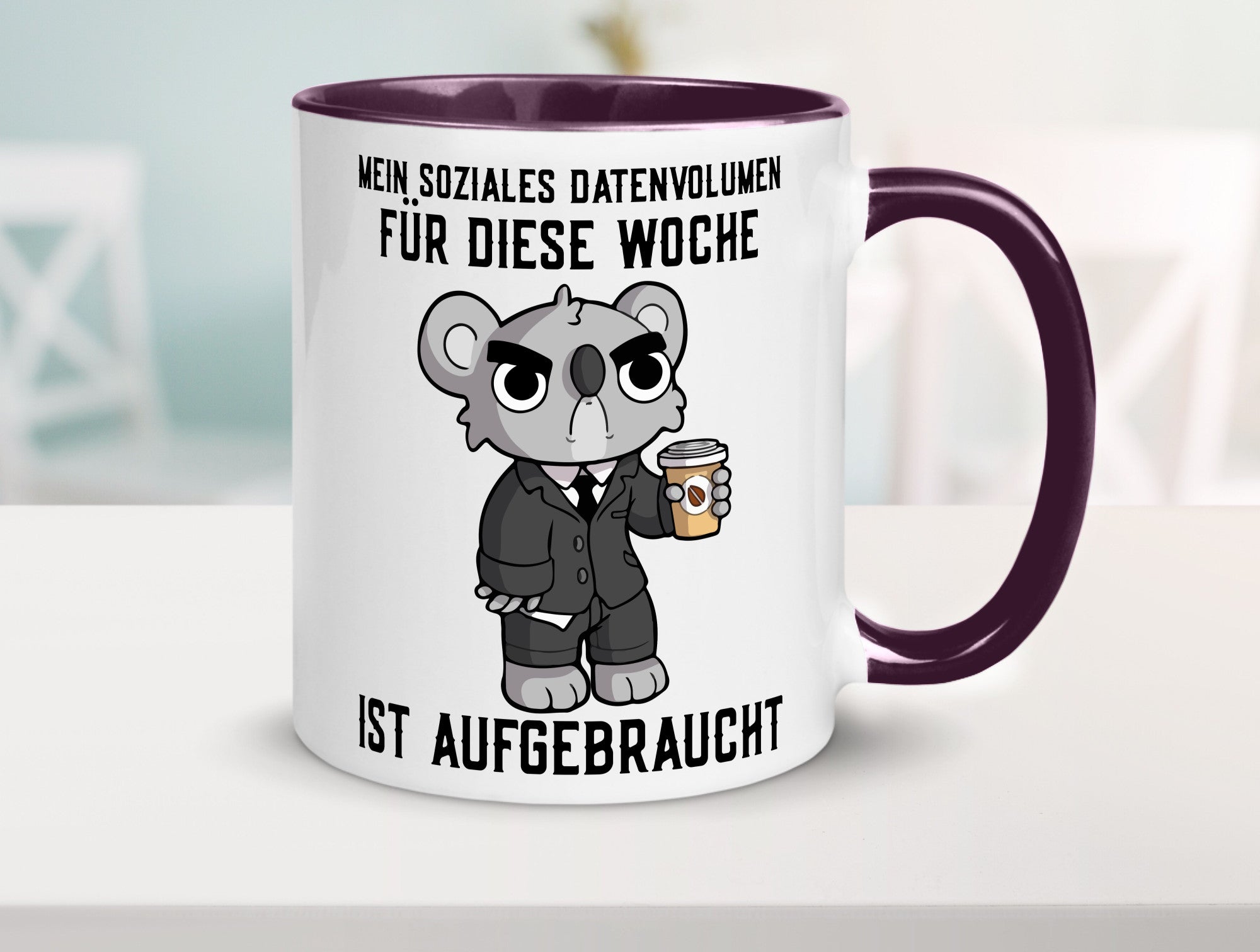 Soziales Datenvolumen | wütender Bär Einzelgänger Nerd Geschenkidee Humor Tasse