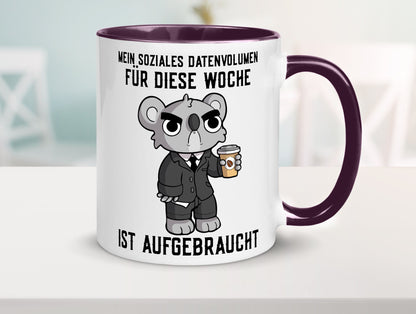 Soziales Datenvolumen | wütender Bär Einzelgänger Nerd Geschenkidee Humor Tasse