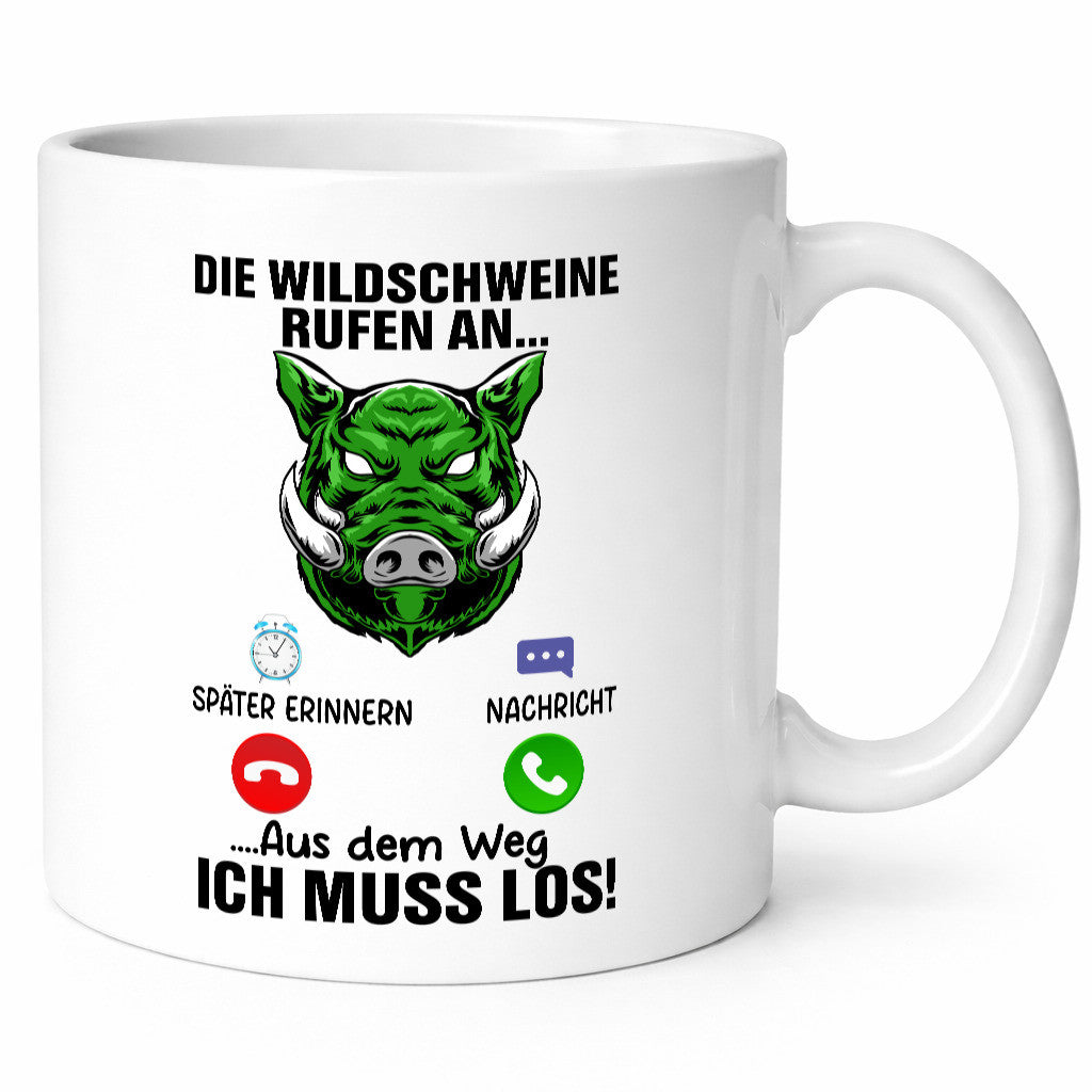 Wildschweinjagt | Wildscheine rufen an Jäger Humor Geschenkidee Tasse