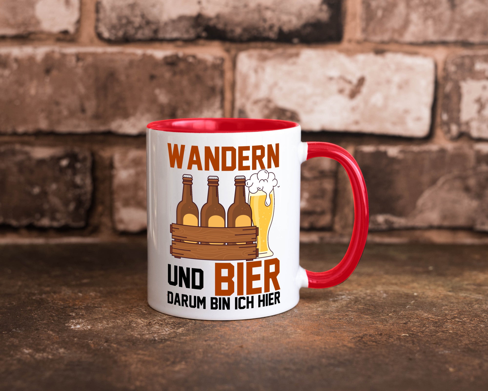 Wandern und Bier darum bin ich hier | Bierkasten lustiger Spruch Geschenk Humor