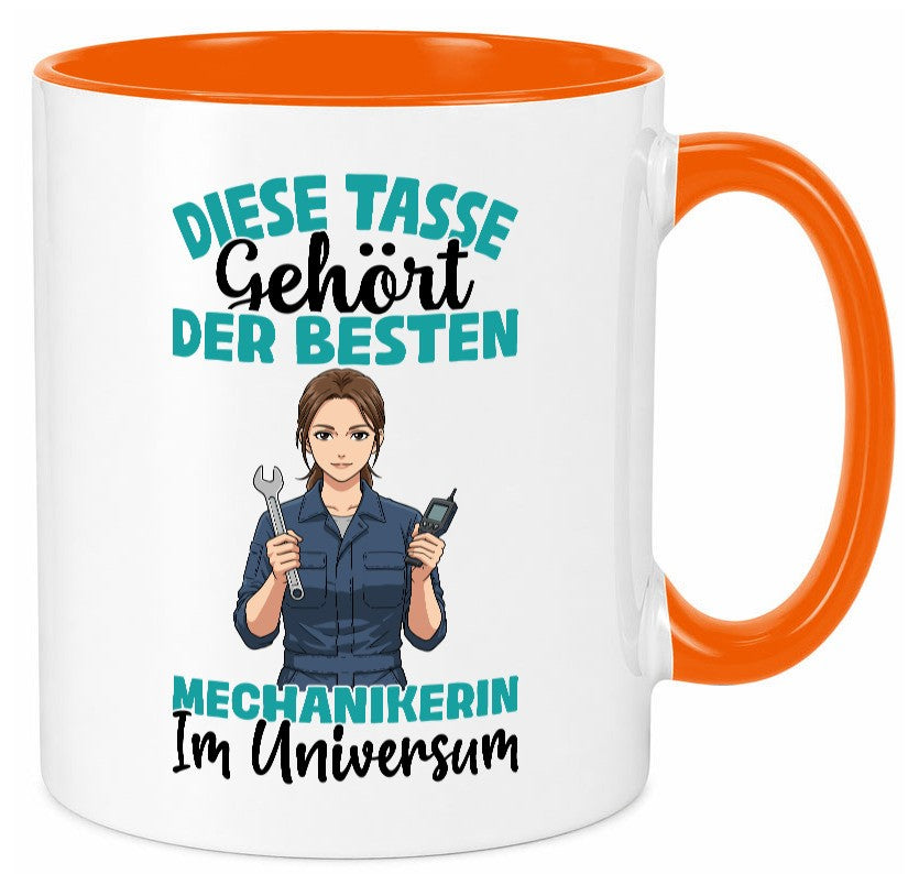 Im Universum: Mechanikerin | KFZ lustiger Spruch Geschenk Humor Geschenkidee Tasse