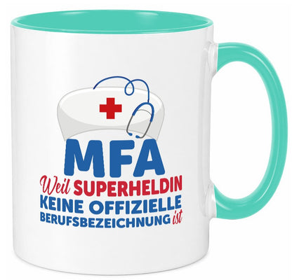 MFA Superheldin | Frauen Beruf Spruch Tasse Humor Geschenk Arbeit Kollegen Büro