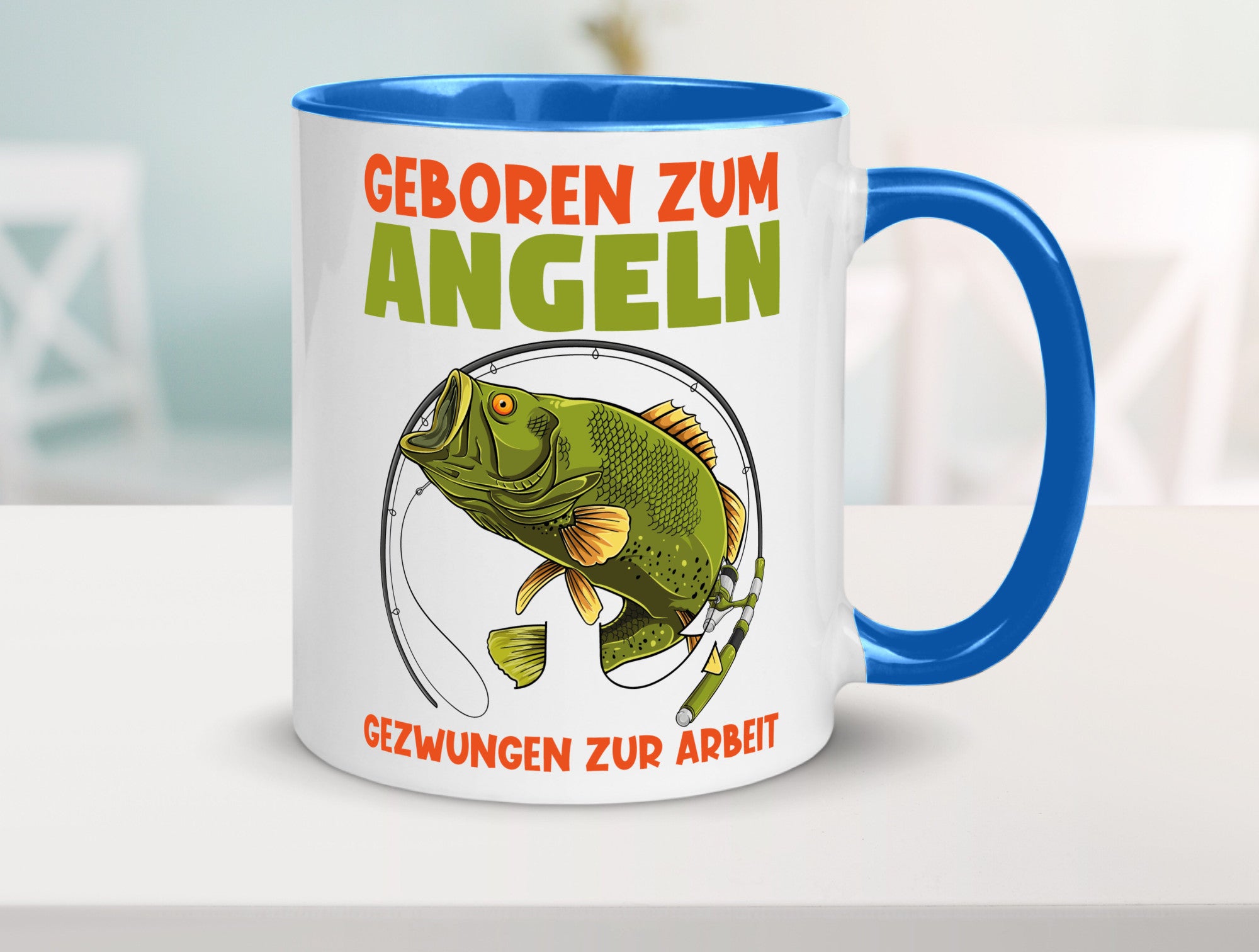 Geboren zum Angeln | Angler Tasse Fischer Spruch Humor Geschenkidee