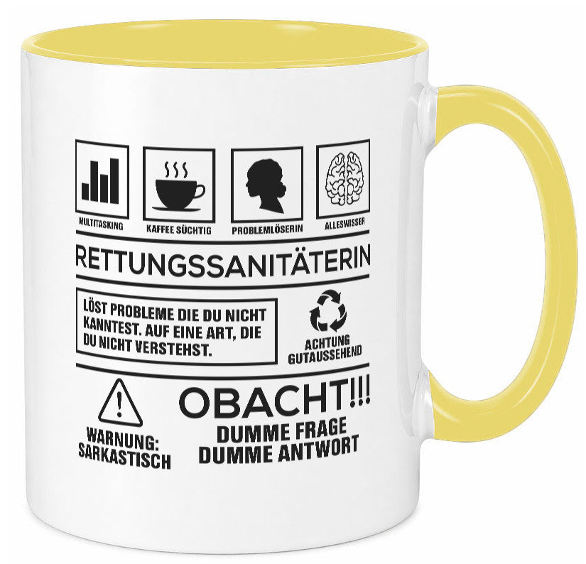 Achtung Probleme Rettungssanitäterin | Sanitäter Geschenkidee Humor Tasse