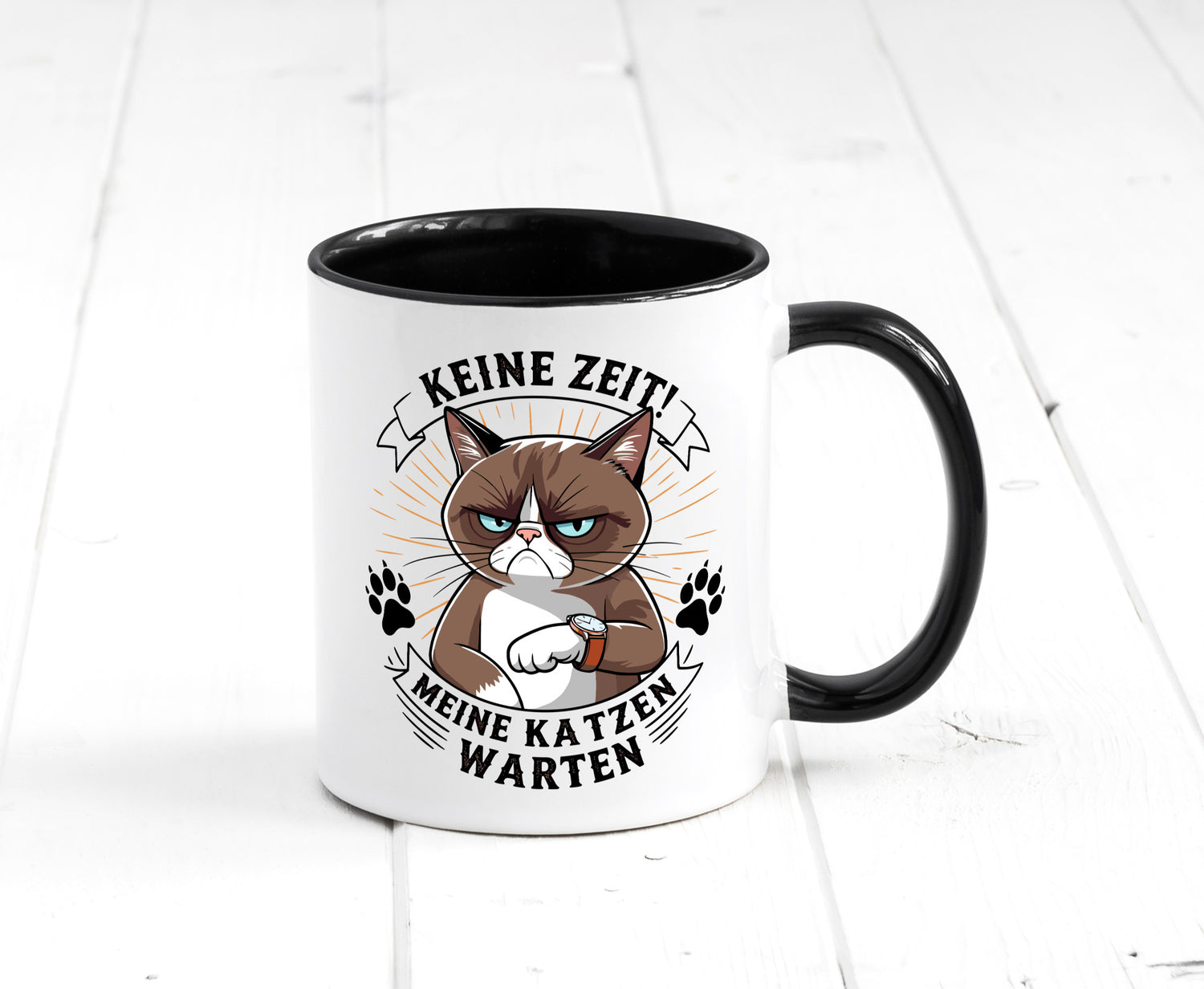 Keine Zeit meine Katzen Warten | Schwarze Katze Geschenkidee Tierliebhaber