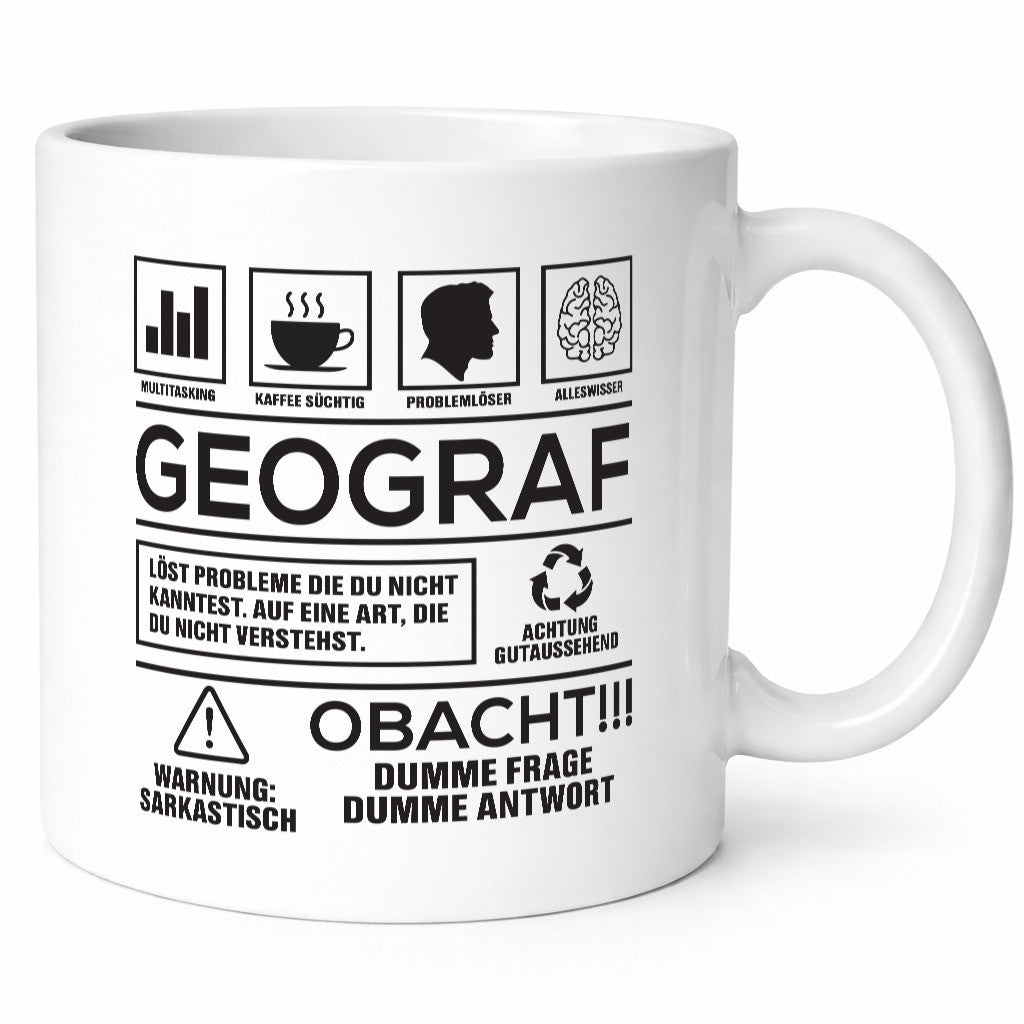 Achtung Probleme Geograf | Geografie Geschenkidee Humor Tasse