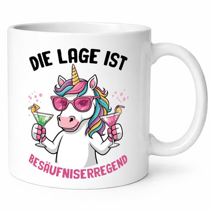 Die lage ist Besäufniserregend | Bier Einhorn Geschenkidee Humor Tasse
